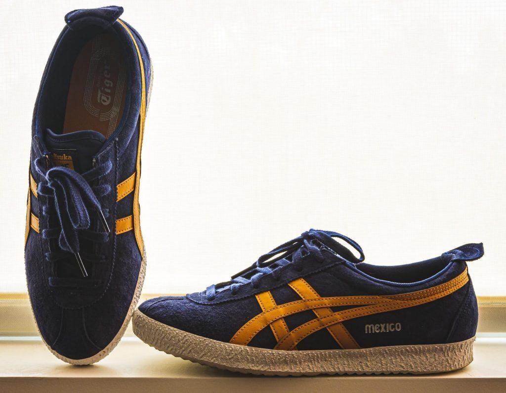Blue and yellow Mexico Asics sneakers
