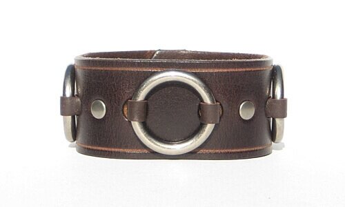 Lucky Dog brown leather cuff bracelet